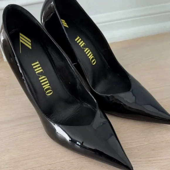 The Attico Black Patent Pointed-Toe Pumps with Sculpted Heel size 41 10.5 - Picture 7 of 10